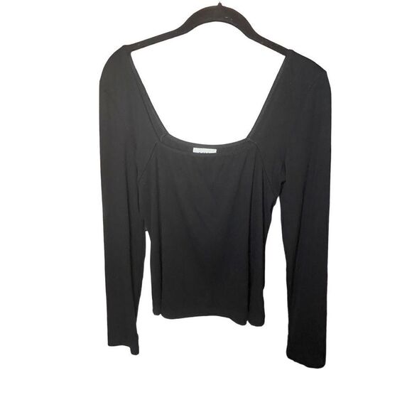 LNA Santo, black, slim, fit square neck, knit, top size large - Picture 3 of 5